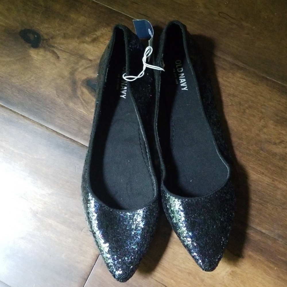Black Sequined Flats